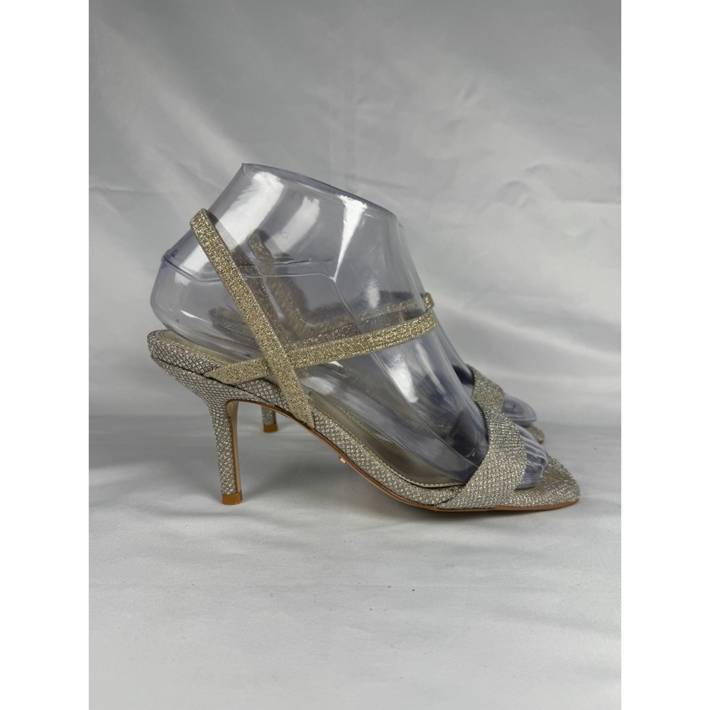 Dune London Methodical Womens US 6 Sandals Gold Metallic Strappy Stiletto Heels